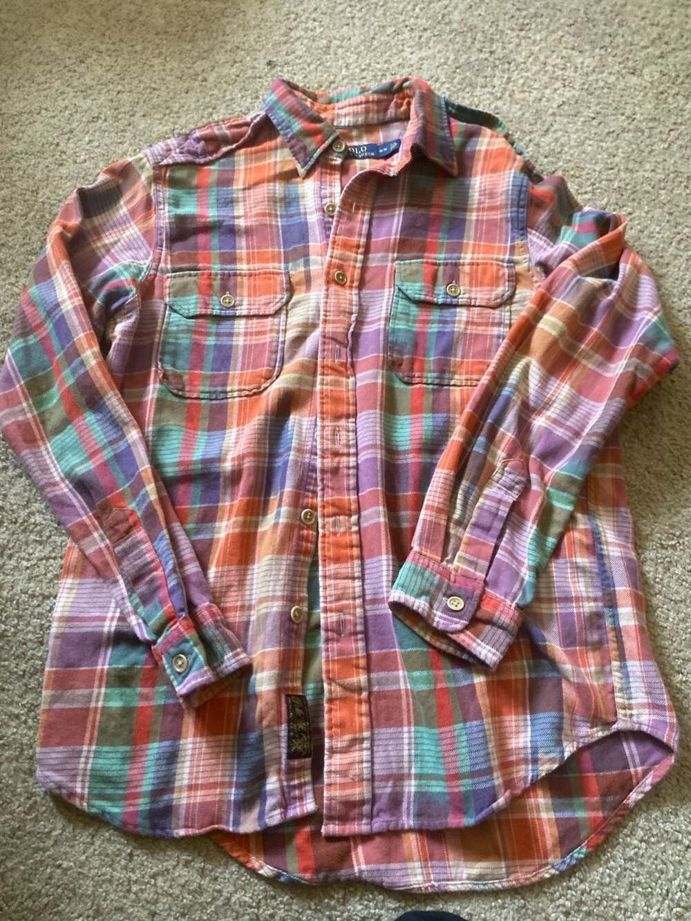 Polo Ralph Lauren Plaid Flannel Workshirt Size M Colorful